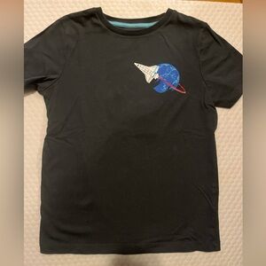 Mini Boden Black Tee with Space Graphic